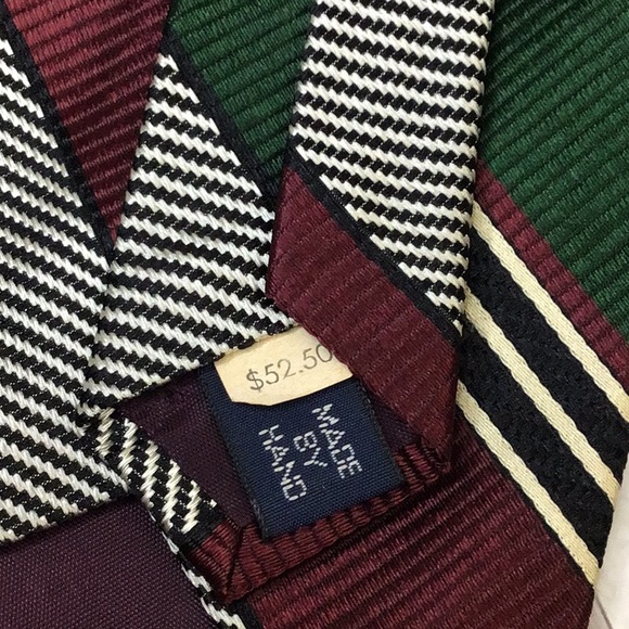 Polo Ralph Lauren 100% Silk stripe Repp Tie, green and burgundy stripe. - Picture 4 of 7